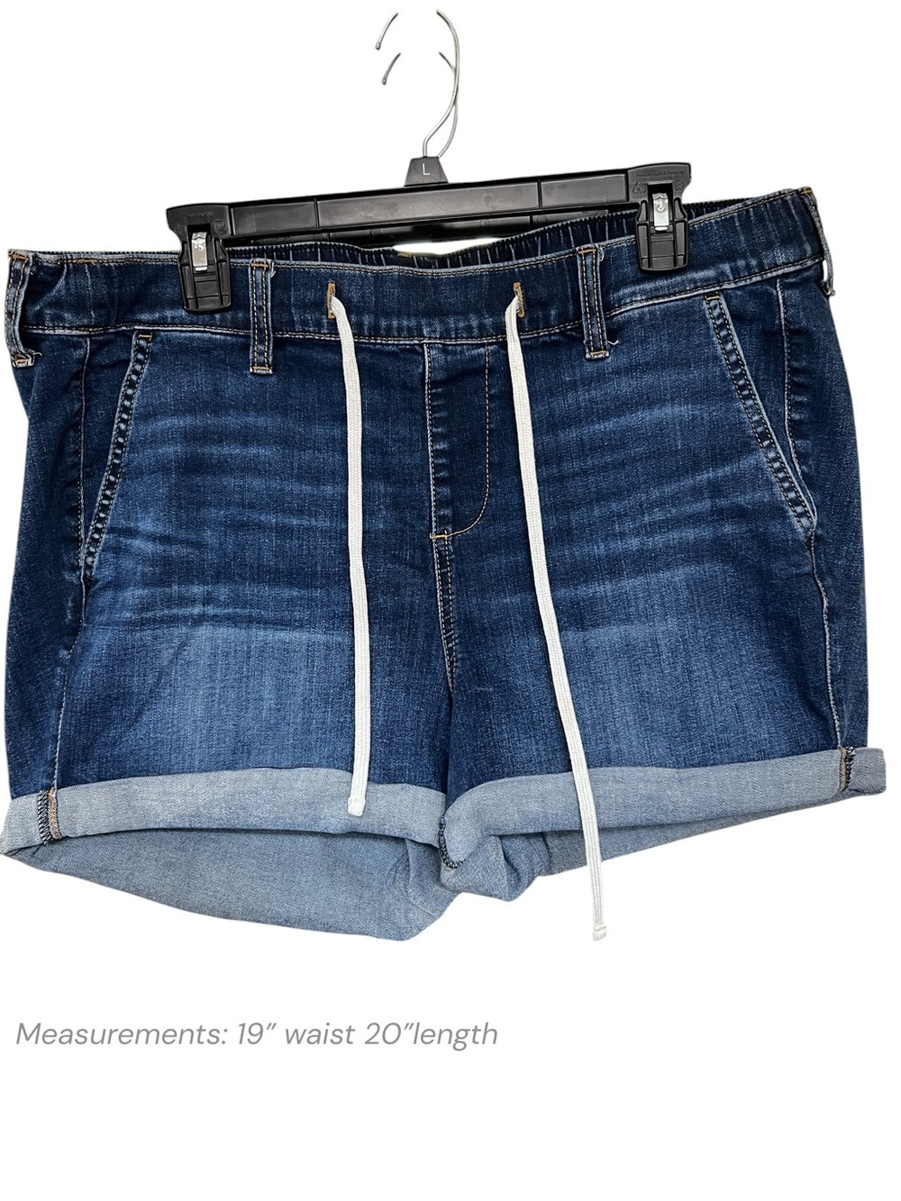 torrid Dark Blue Denim Drawstring Roll-Cuff Shorts